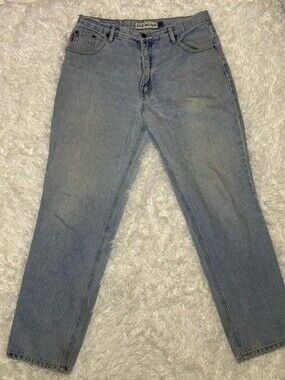 Vintage Bugle Boy Jeans 750 Mens 36x32 (fits34x31) Relaxed Fit Faded Blue Denim